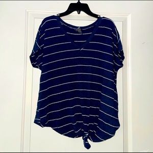 Short sleeved laced blue shirt with tie. Never been worn, in very good condition